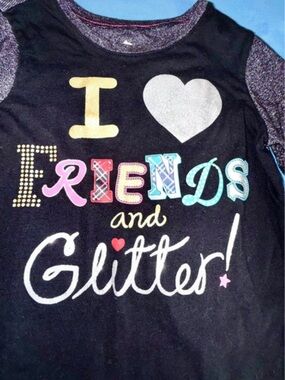 Kids Black 'I ♥ Friends and Glitter' Long Sleeve Top